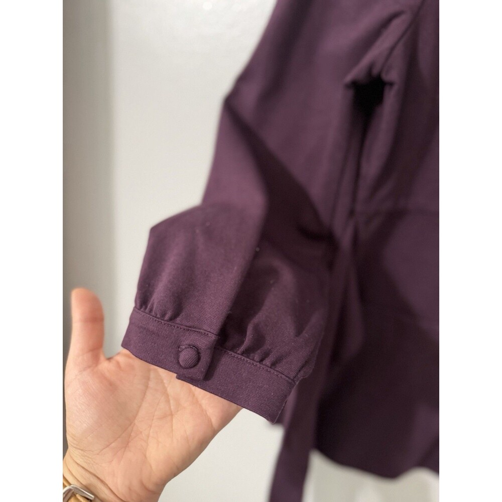 Boden Plum Purple Peplum Tie Waist Top Womens Long Sleeve Puff Shoulder Blouse 8 - Picture 5 of 6